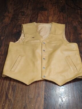 Tan Leather Snap-Front Vest
